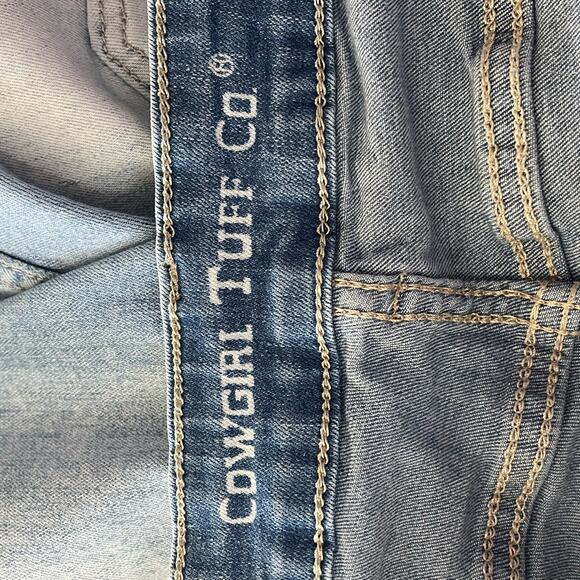 Cowgirl Tuff SZ W29xL33 Festival Trouser Flare Jeans Mid-Rise Stretch Distressed - Picture 10 of 13